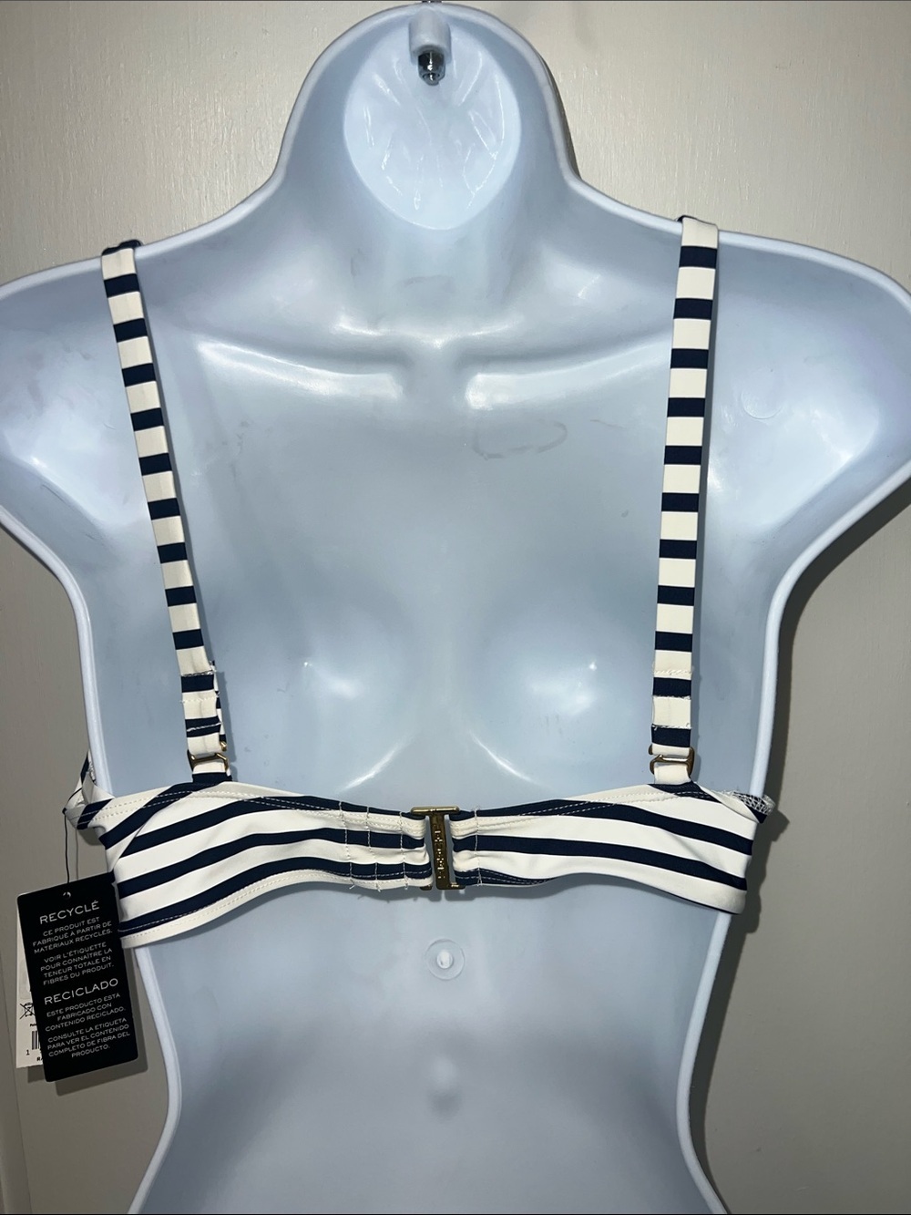 Lauren Ralph Lauren Women's Blue & White
Striped V-Neck Bikini Top Size 14 - Picture 2 of 14